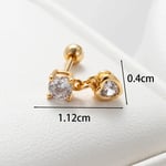 Gold color / 1 Piece Simple Series Classic Heart Copper  Gold Color Zircon Women's Dangle Earrings Picture2